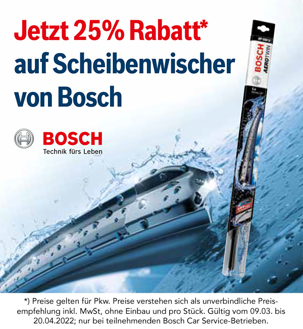 Rabattaktion Bosch Scheibenwischer